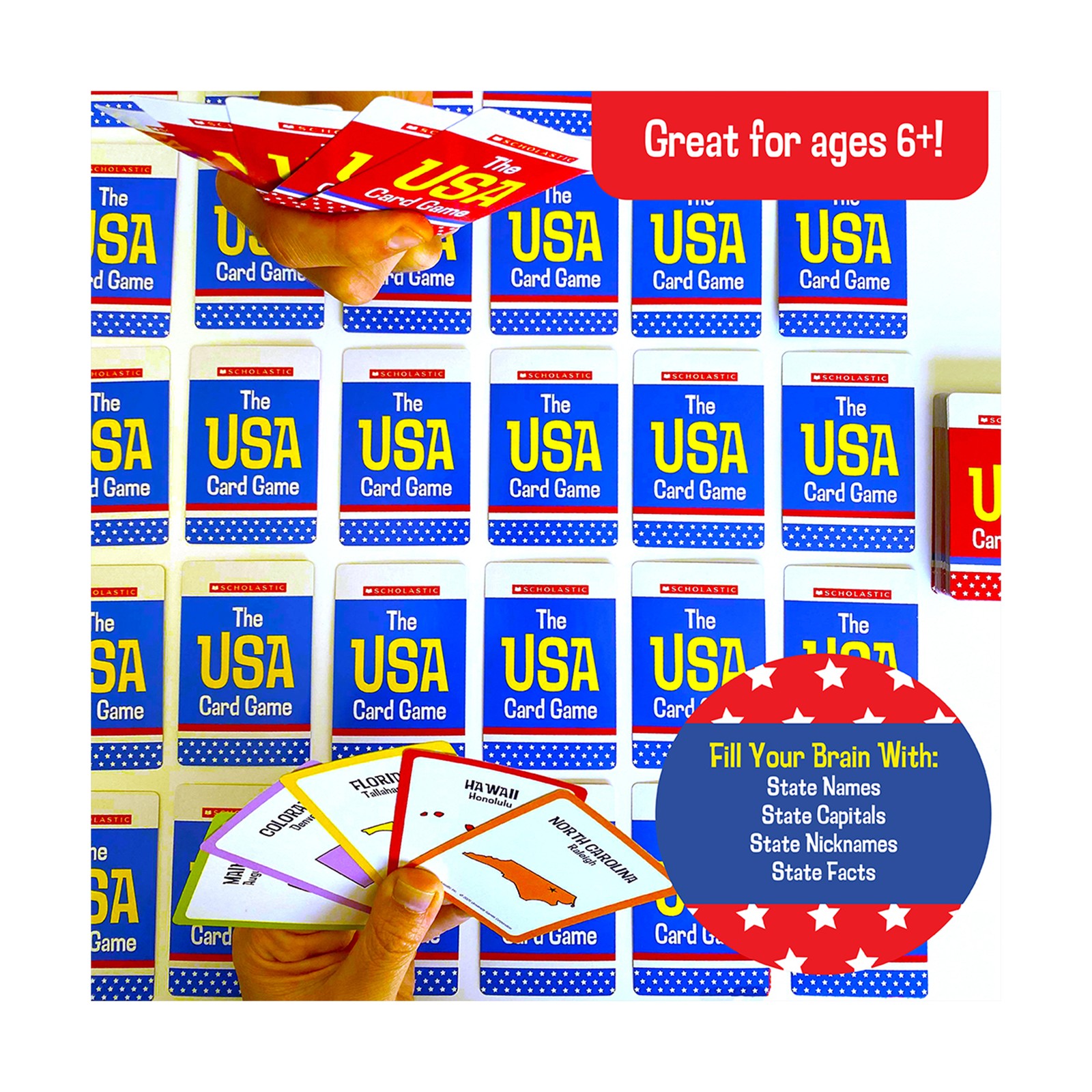 New – University Games Scholastic – The USA Card Game Tuck Box – Ages 6+