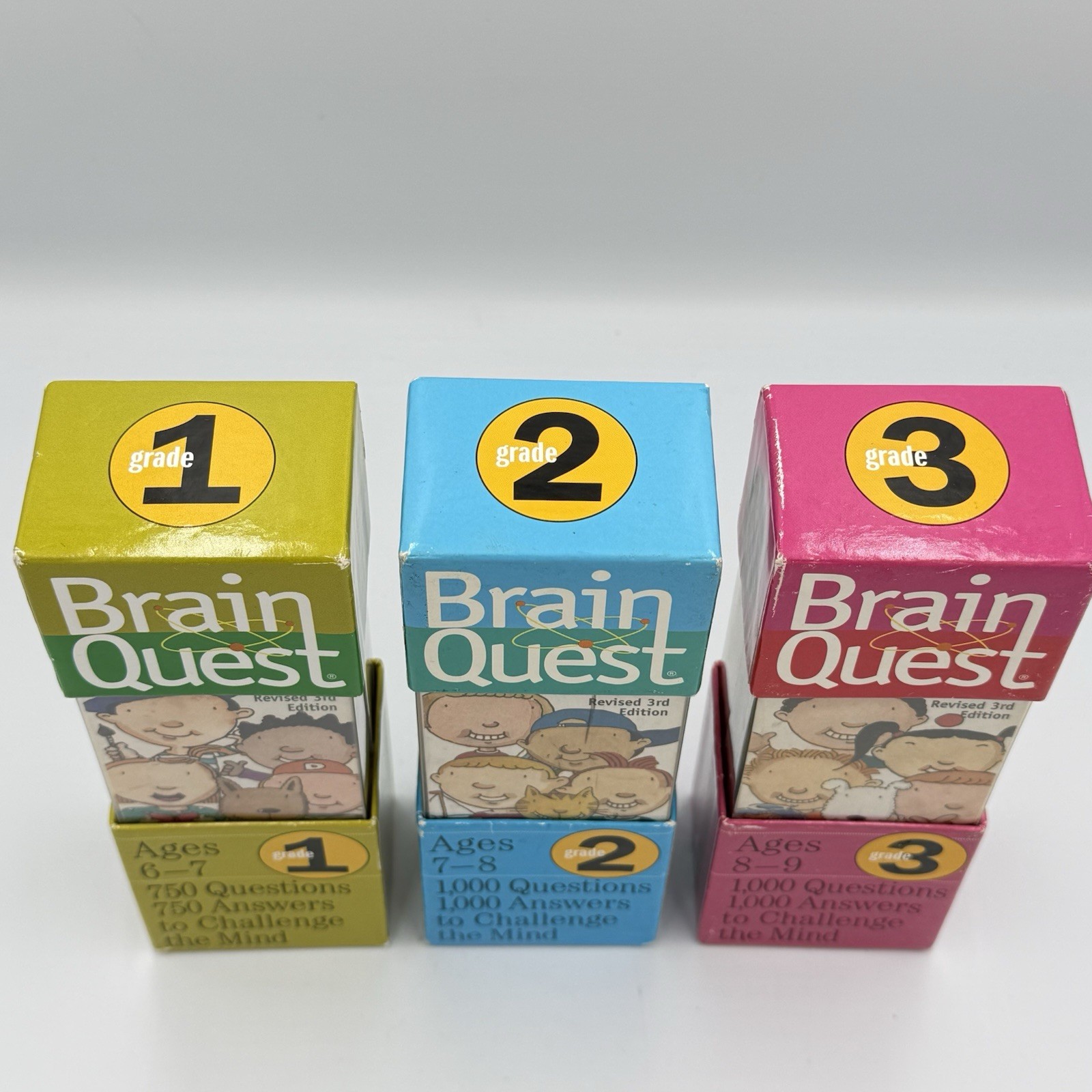 Vintage Brain Quest Bundle Set of 3 – Grades 1, 2, & 3 – Revised 3rd Edition