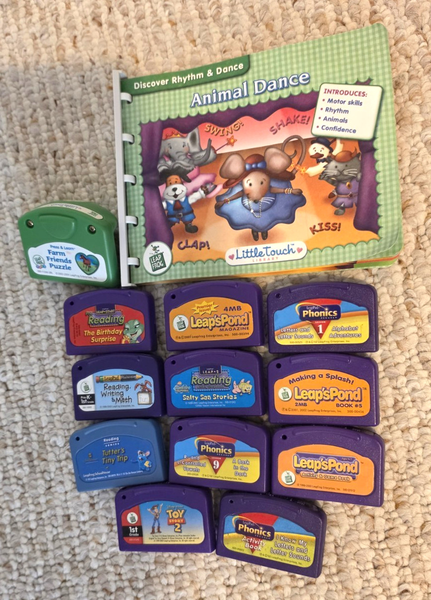 Lot of 11 LeapFrog Leapster & 1 Little Touch + book Game Cartridges Ages 4-8+