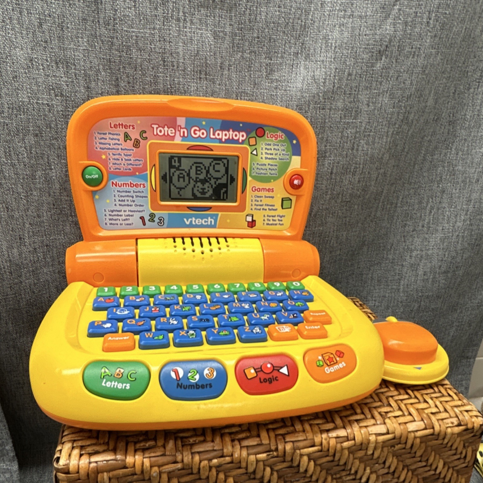 VTech Tote ‘n Go Laptop Electronic Learning Toy Orange Yellow 4-7 Years Tested