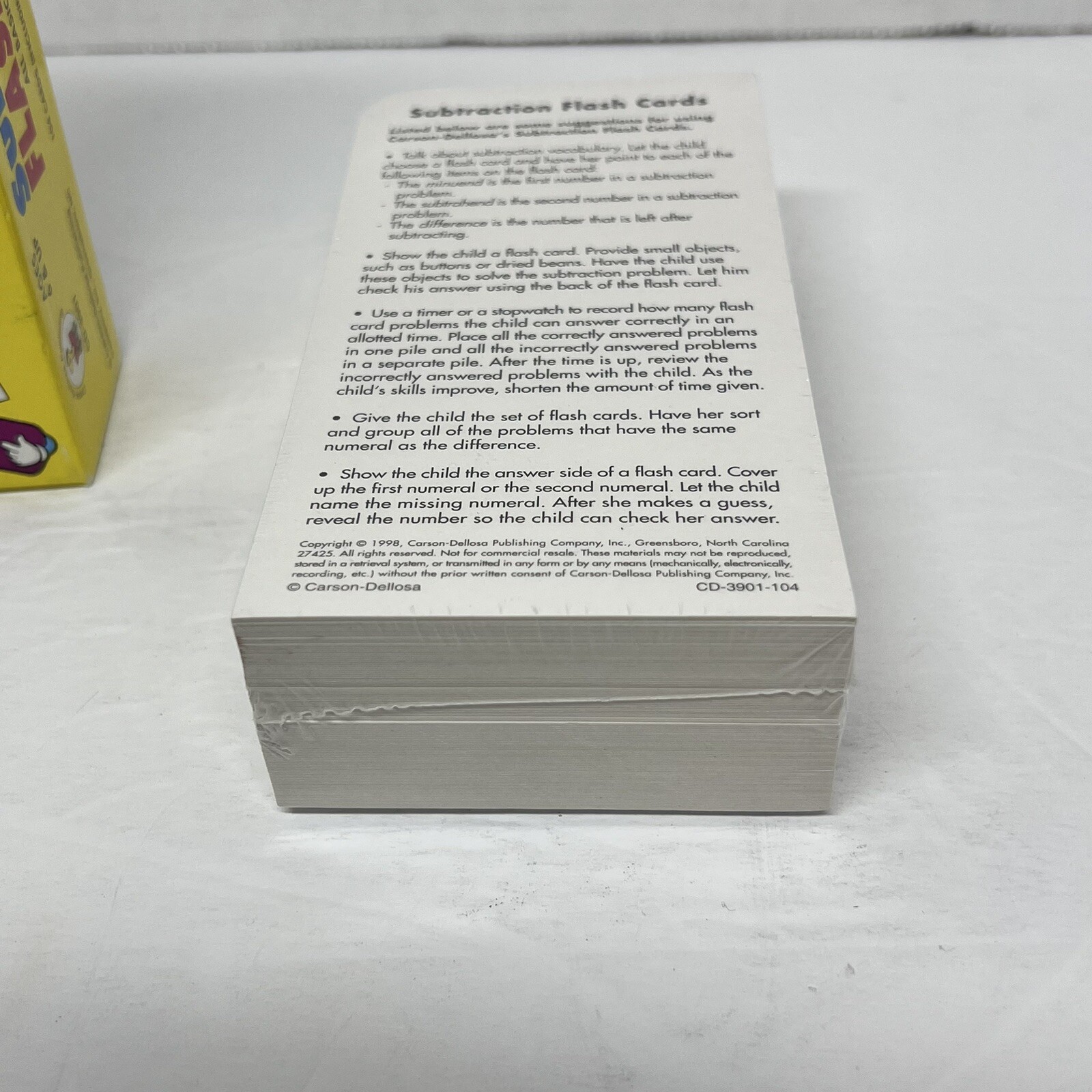 Subtraction Flash Cards By Carson-Dellosa Publishing Ages 6 & Up/Through 18-9