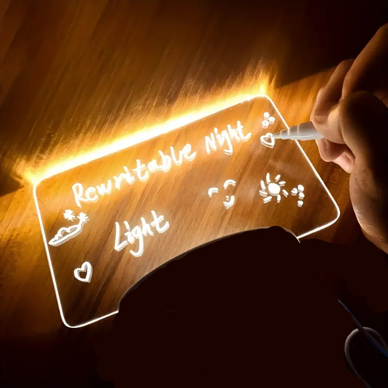Gift for Kids LED 3D Erasable Writing CLEAR BOARD W/ USB-powered LED Night light