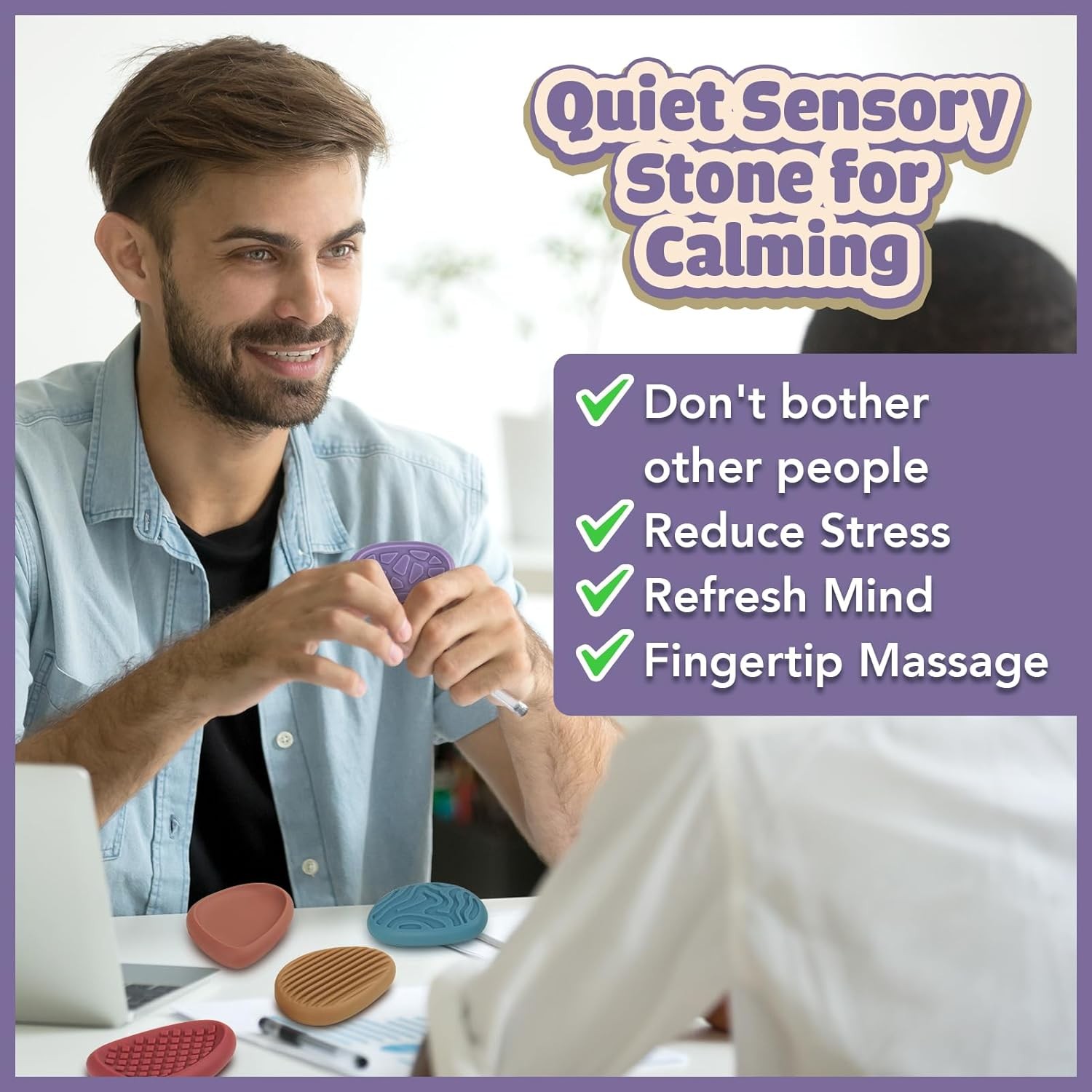 Fidget Toys Sensory Stone 8 Pack Texture Worry Stone for Stress Relief