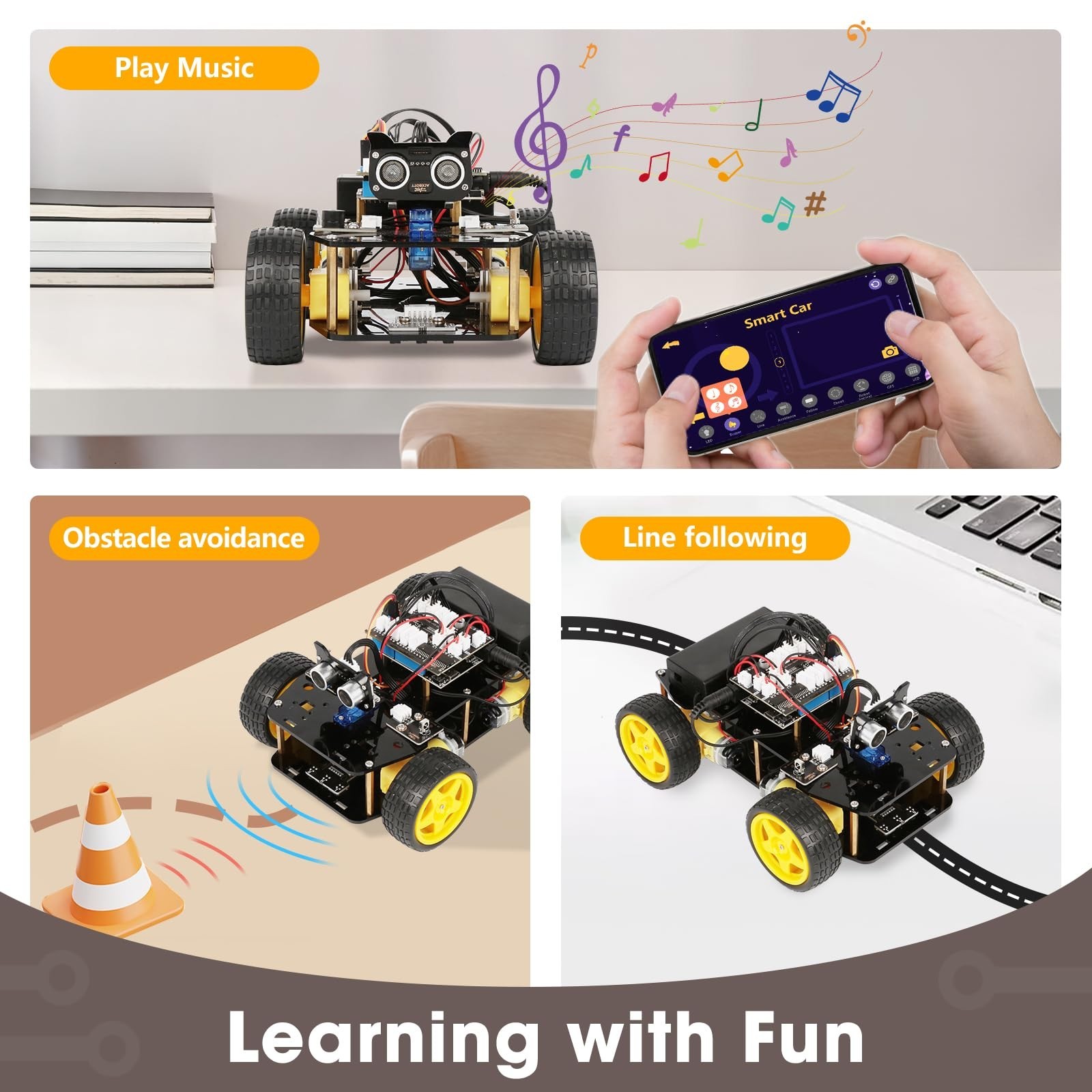STEM Robotics Kit for Kids 8-16, Smart Robot Car, Arduino & Scratch Compatible,