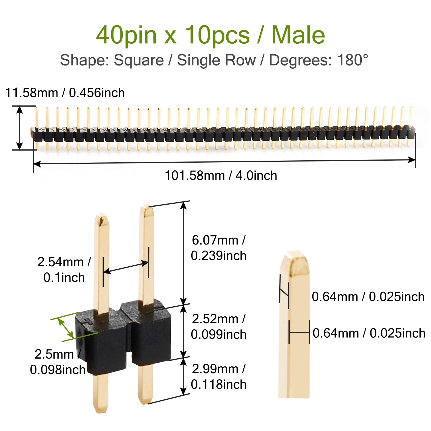 Chanzon Pin Header Strip for Arduino Gpio 40 Standard, (03) Male 40pin 10pcs