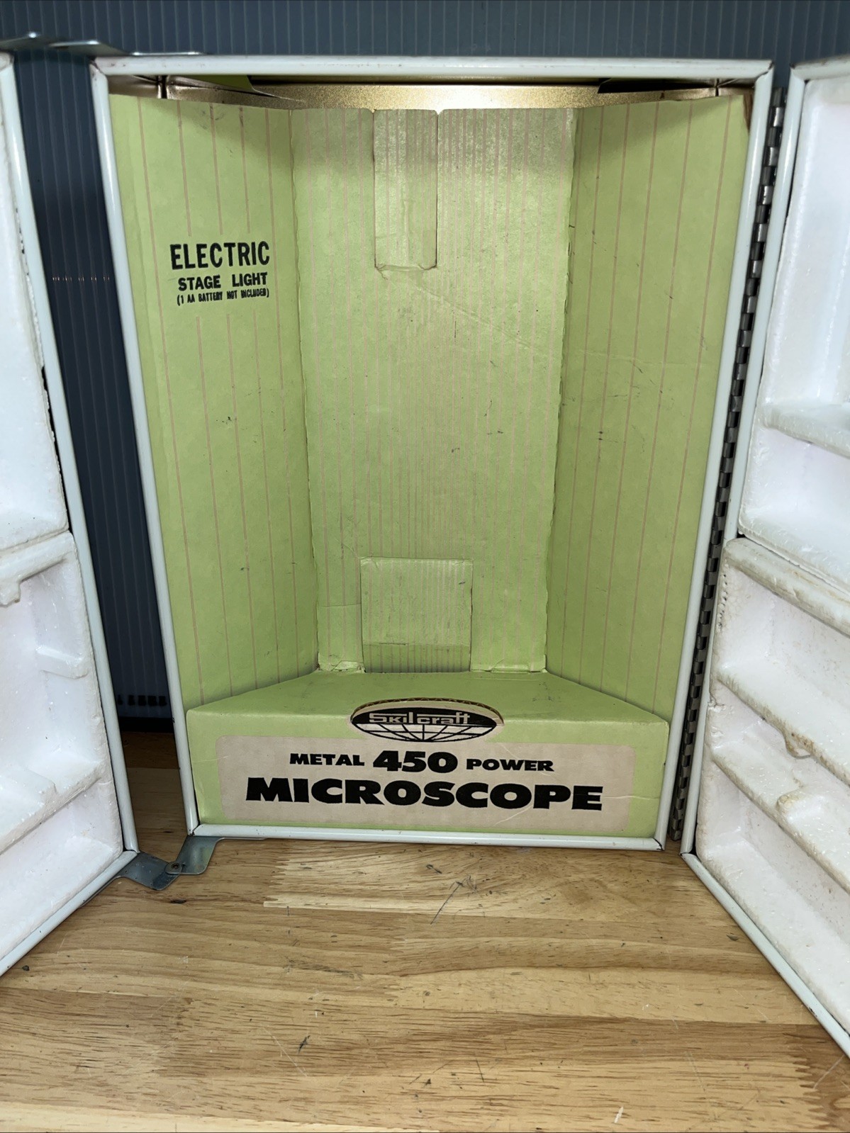 1960’s Skilcraft (Skil Craft) Microscope Lab EMPTY Metal Box W/Microscope Only
