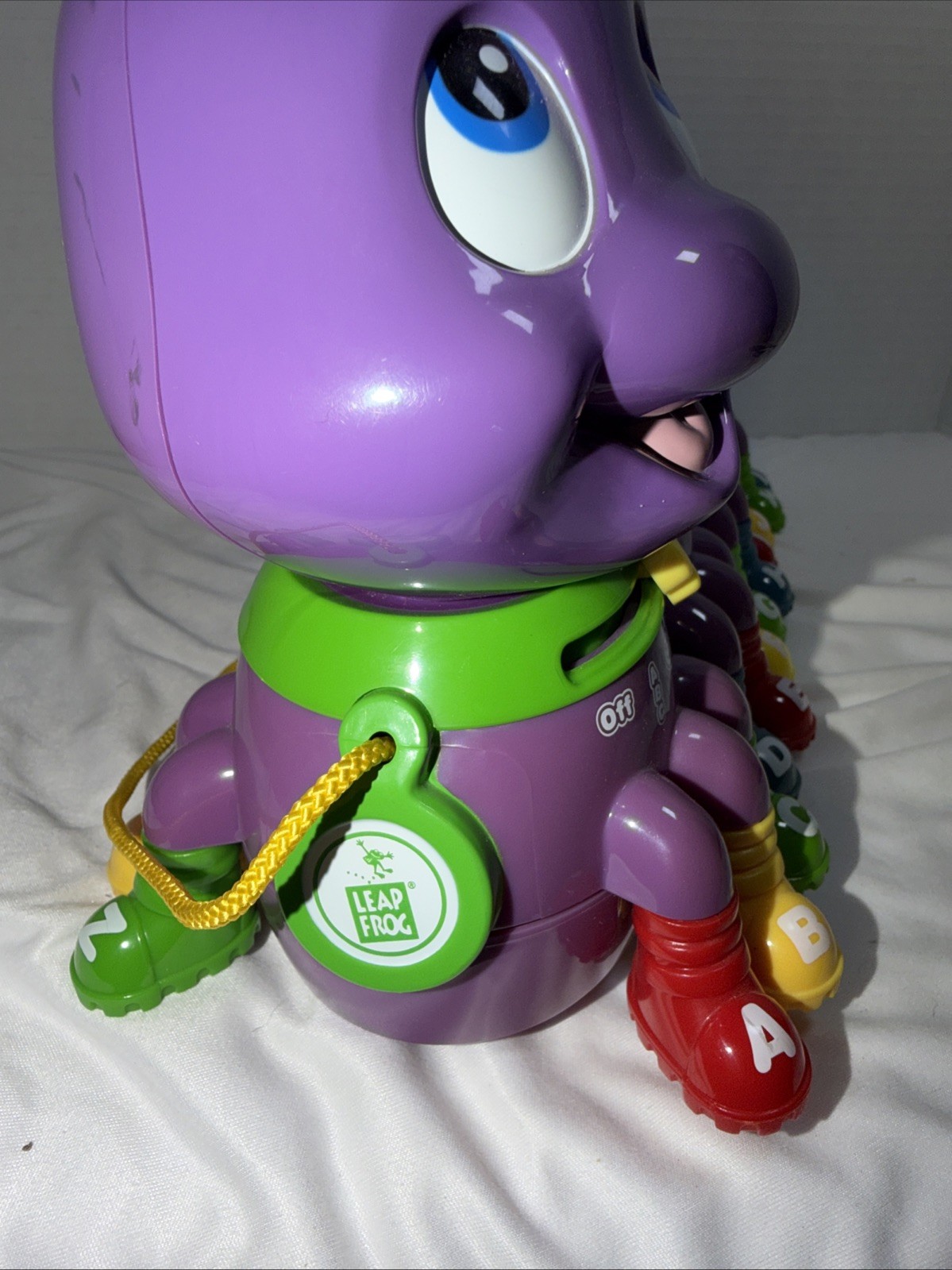 Leapfrog Alphabet Pal Purple Caterpillar Pull Toy Interactive Musical WORKS