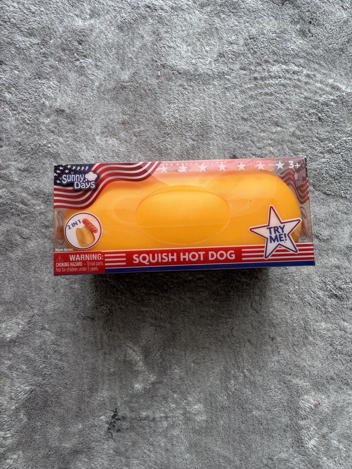 Sunny Days Squish Hot Dog 2 in 1 Squeeze Toy Yellow/Red Ages 3+