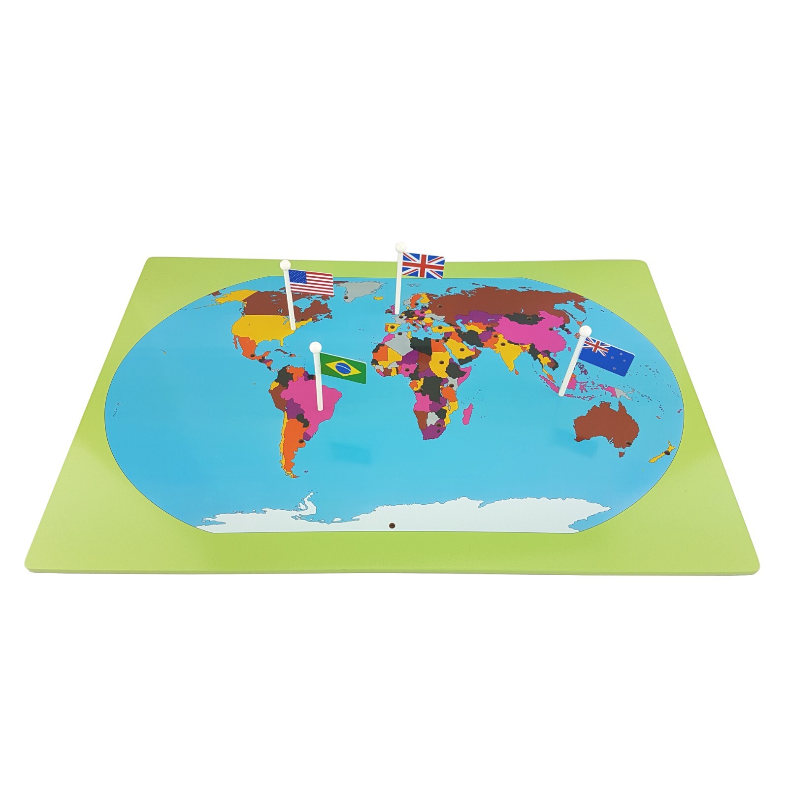 World Map, Flags and Stand – MONTESSORI GEOGRAPHY MATERIALS