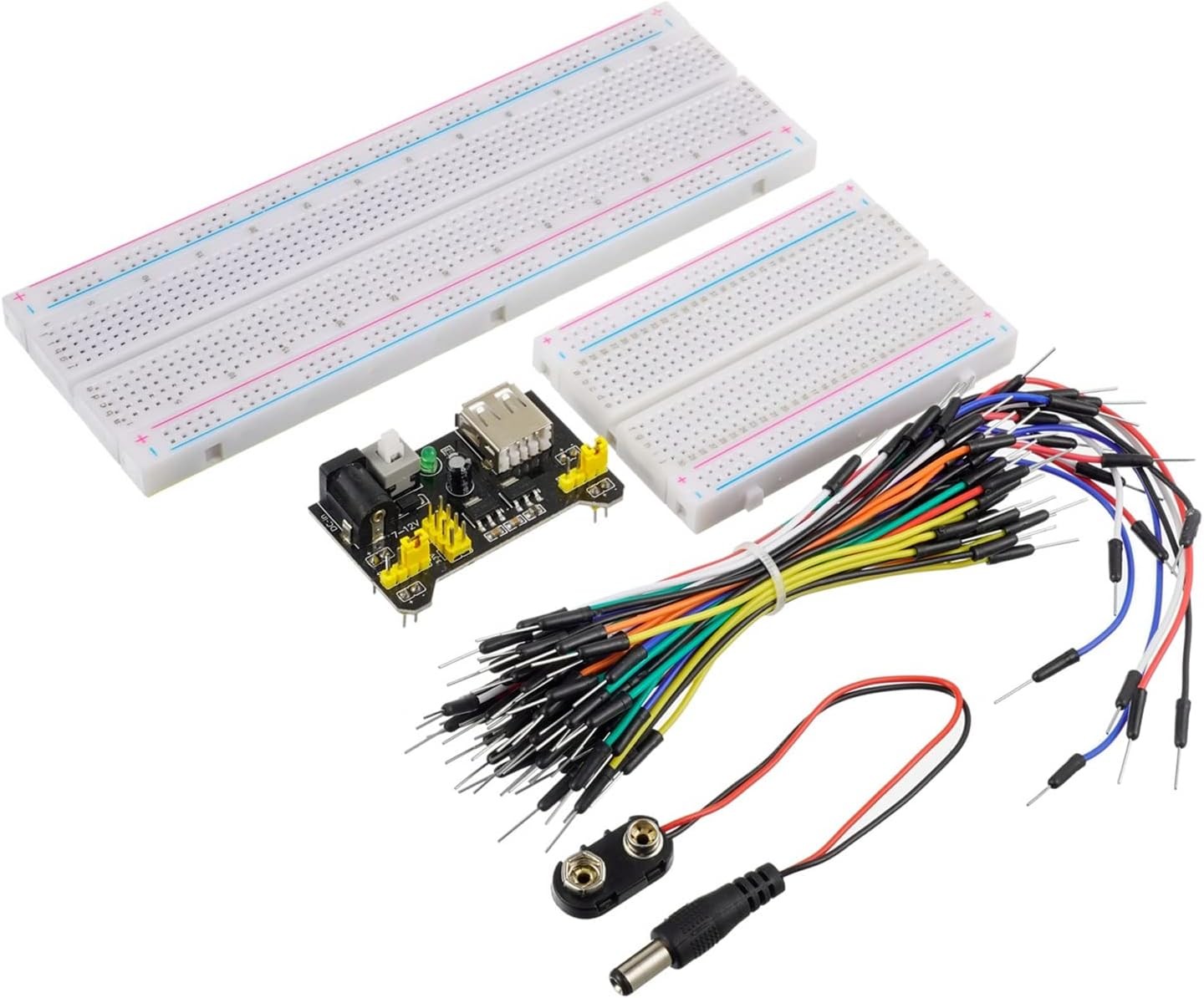 Breadboard Kit with Power Supply Module， Jumper Wires，Battery Clip，830 & 400…