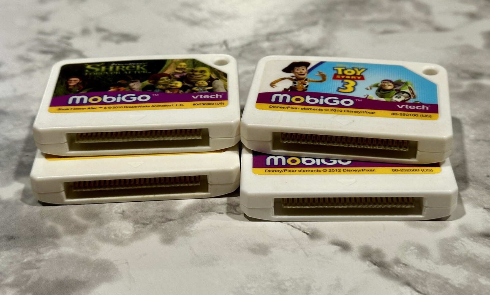 Lot of 4 Vtech MobiGo Loose Learning Games Shrek, Cars, Brave, Toy 3 – TESTED!