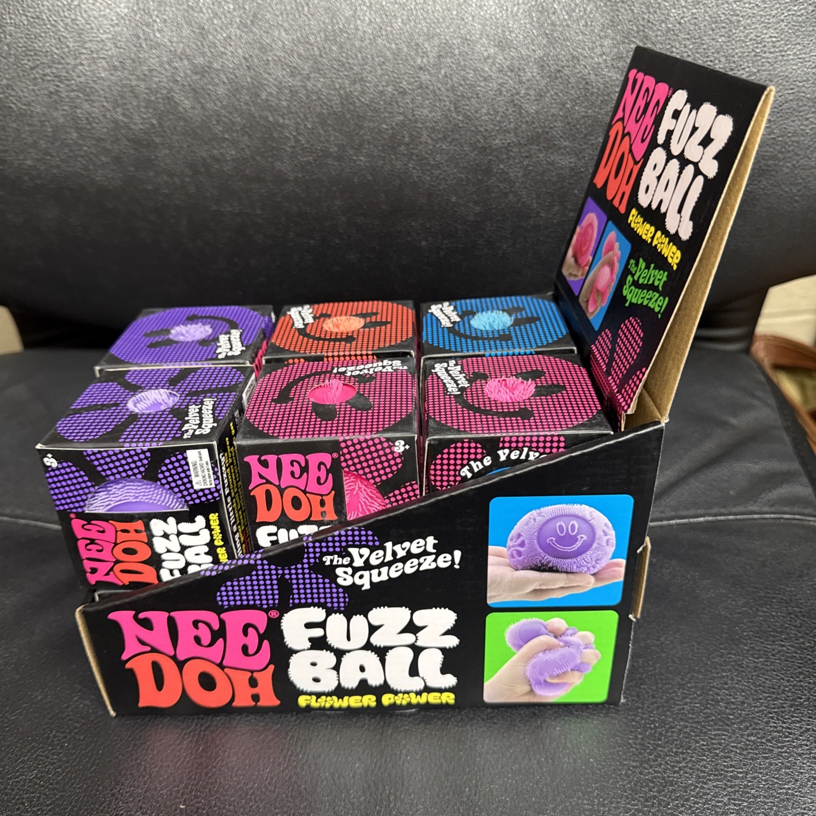 Lot of 12 Nee Doh FUZZ BALL Flower Power Squish Stress Ball Fuzzball NeeDoh NEW