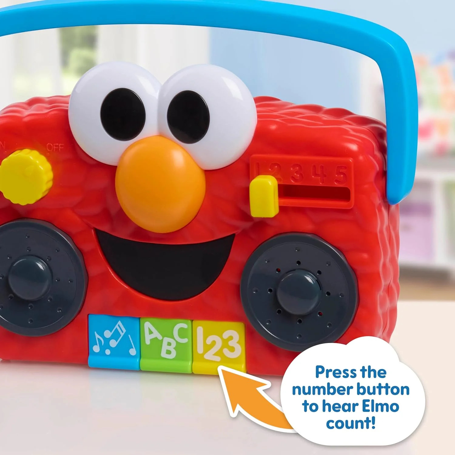 Sesame Street Elmo Take Along Boombox with Lights & Sounds, 5.5-inch Interactive