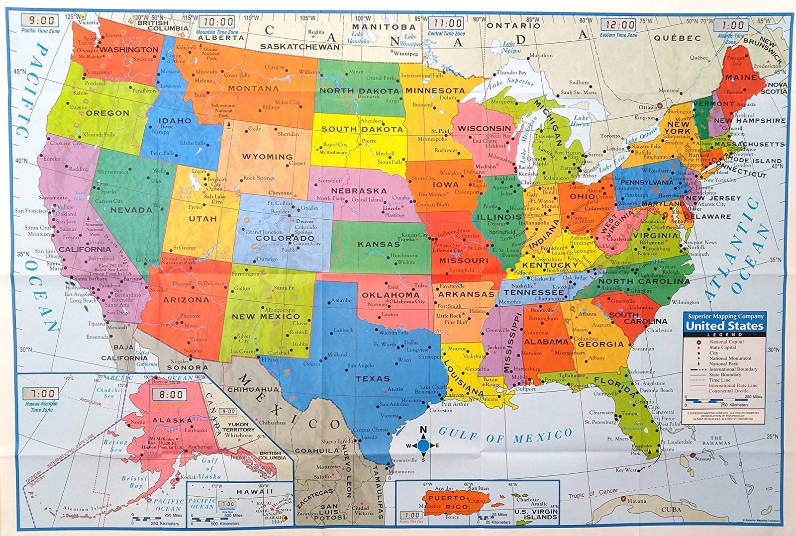 Pack of 4 Superior Mapping Company United States Poster Size Wall Map 40″ x 2…