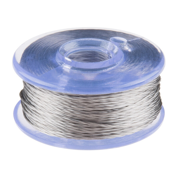 [ SparkFun DEV-13814 ] Conductive Thread Bobbin – 12m (Smooth, Stainless Steel)