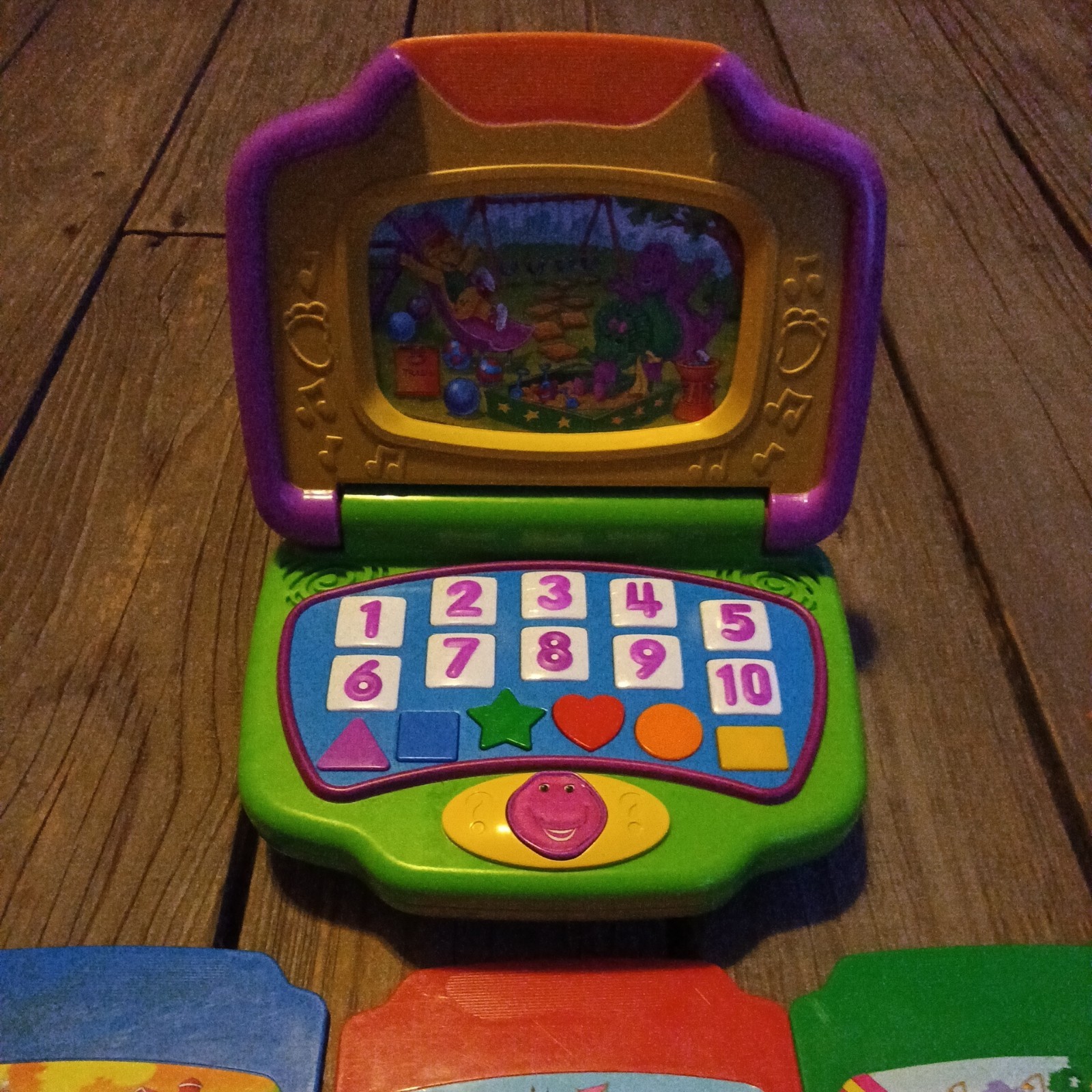Vintage Barney Purple Dinosaur Interactive Laptop Mattel W/5 cartridges works
