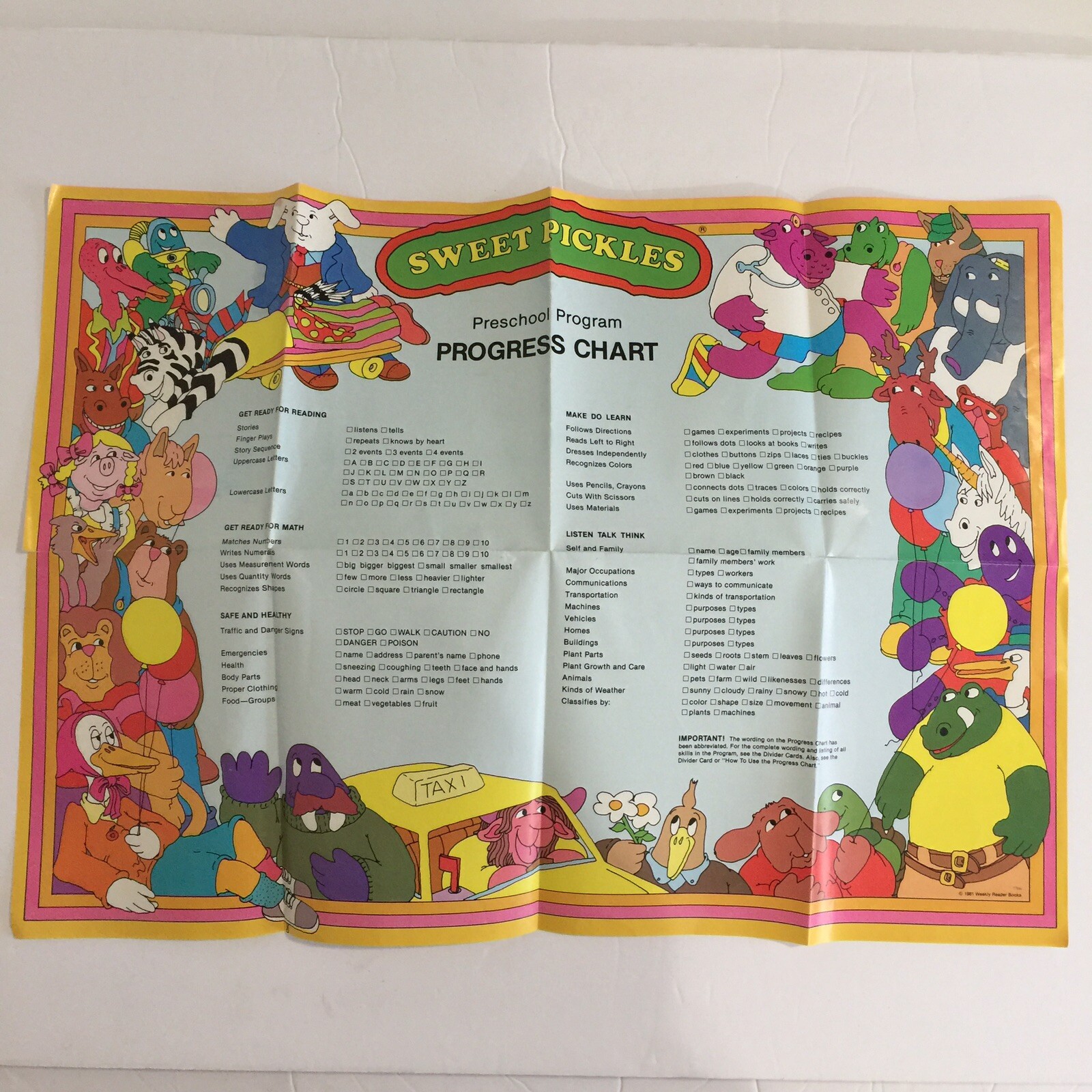 Sweet Pickles Preschool Program Homeschooling Progress Chart Poster
