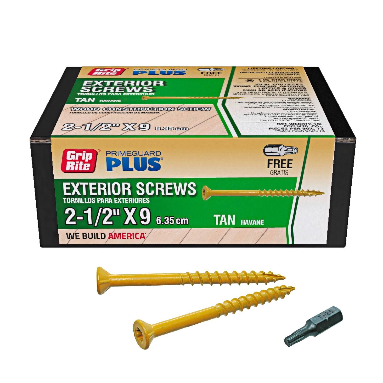 (2 pack) PrimeGuard Plus #9 x 2-1/2 in. Tan Wood to Wood Deck Screw 1 lb.