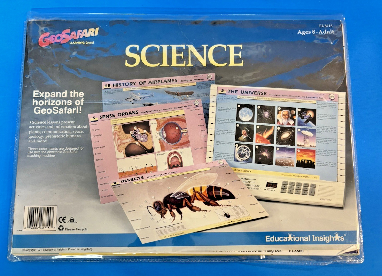 GeoSafari Electronic Learning Game Card Sets Lot of 4- Sci/Sci Fun/US Hist/Maps