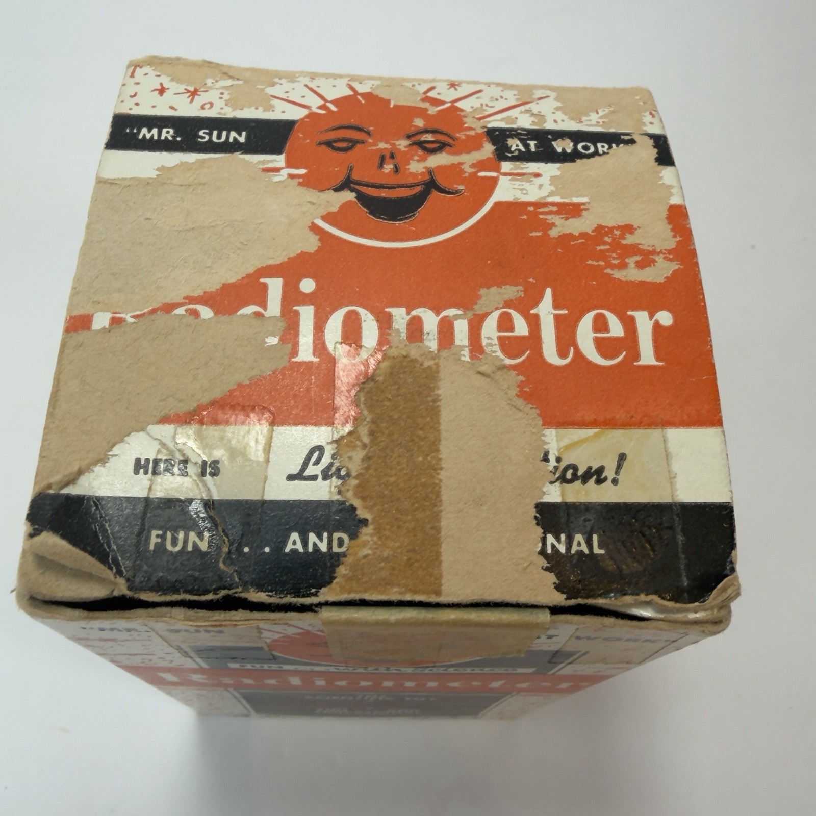 Vintage Radiometer Crookes Light Mill Solar Motor w/ Box Orange Base Science