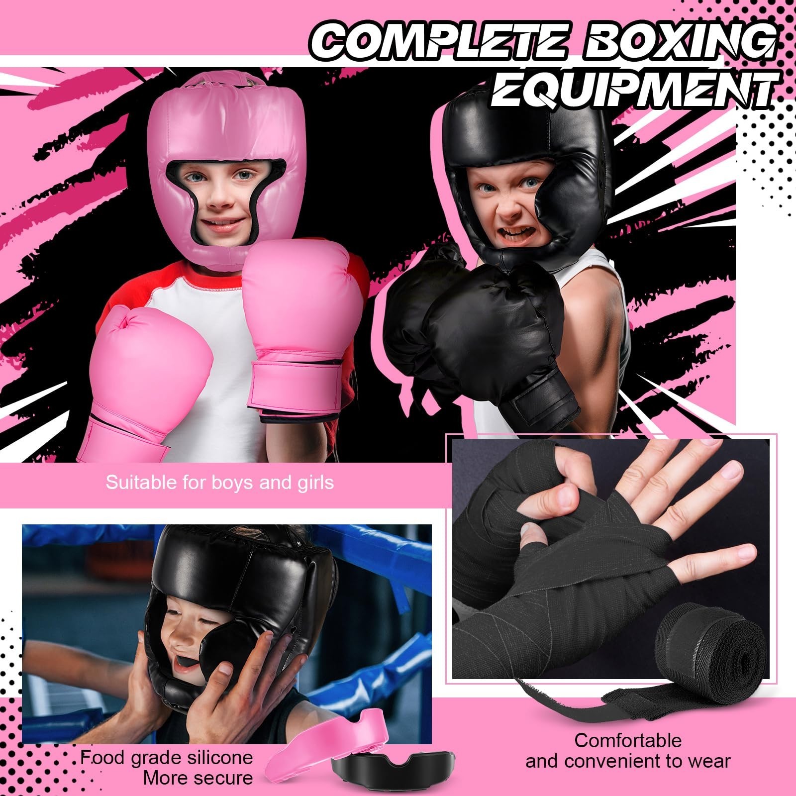 Kanayu 12 Pcs Kids Boxing Equipment Set for Beginners Ages 6-18 Years Includi…