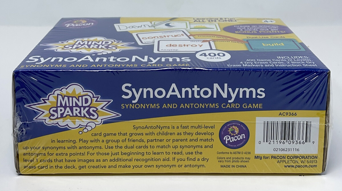 Pacon Creative Game “Syno Anto Nyms” Mind Sparks Educational Grammar English Kid