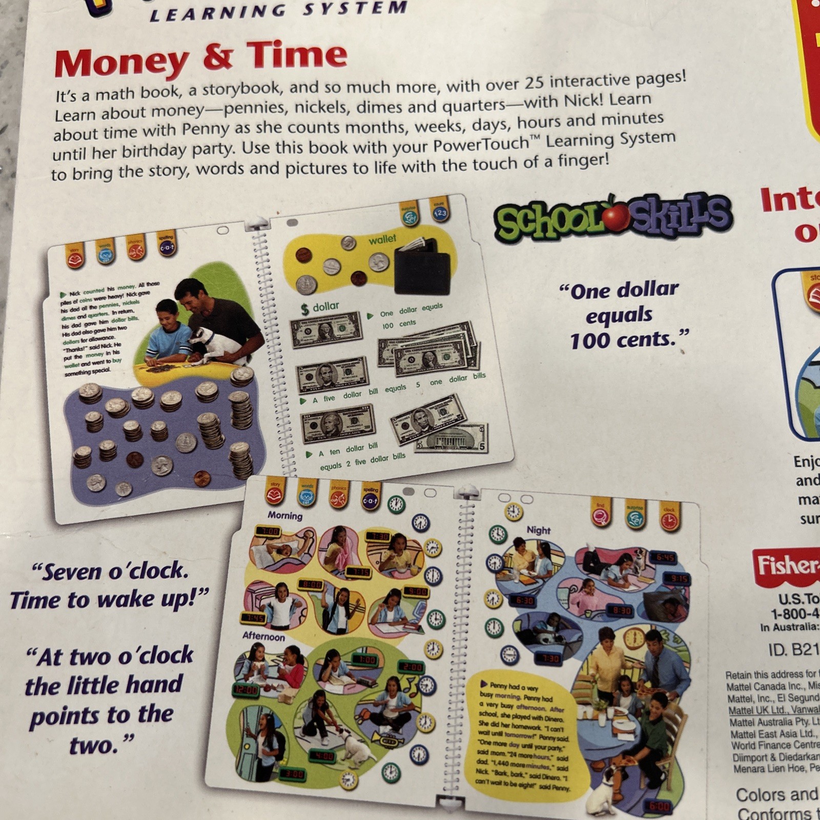 Fisher Price Power Touch Math Money & Time – Grade 2 Book and Cartridge New