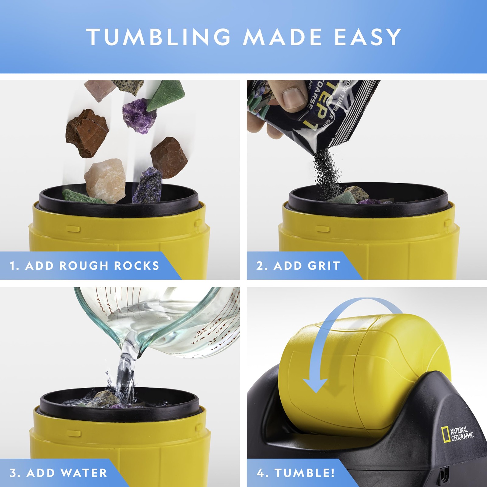 Blue Marble National Geographic Starter Rock Tumbler Kit – Durable Leak-Proof