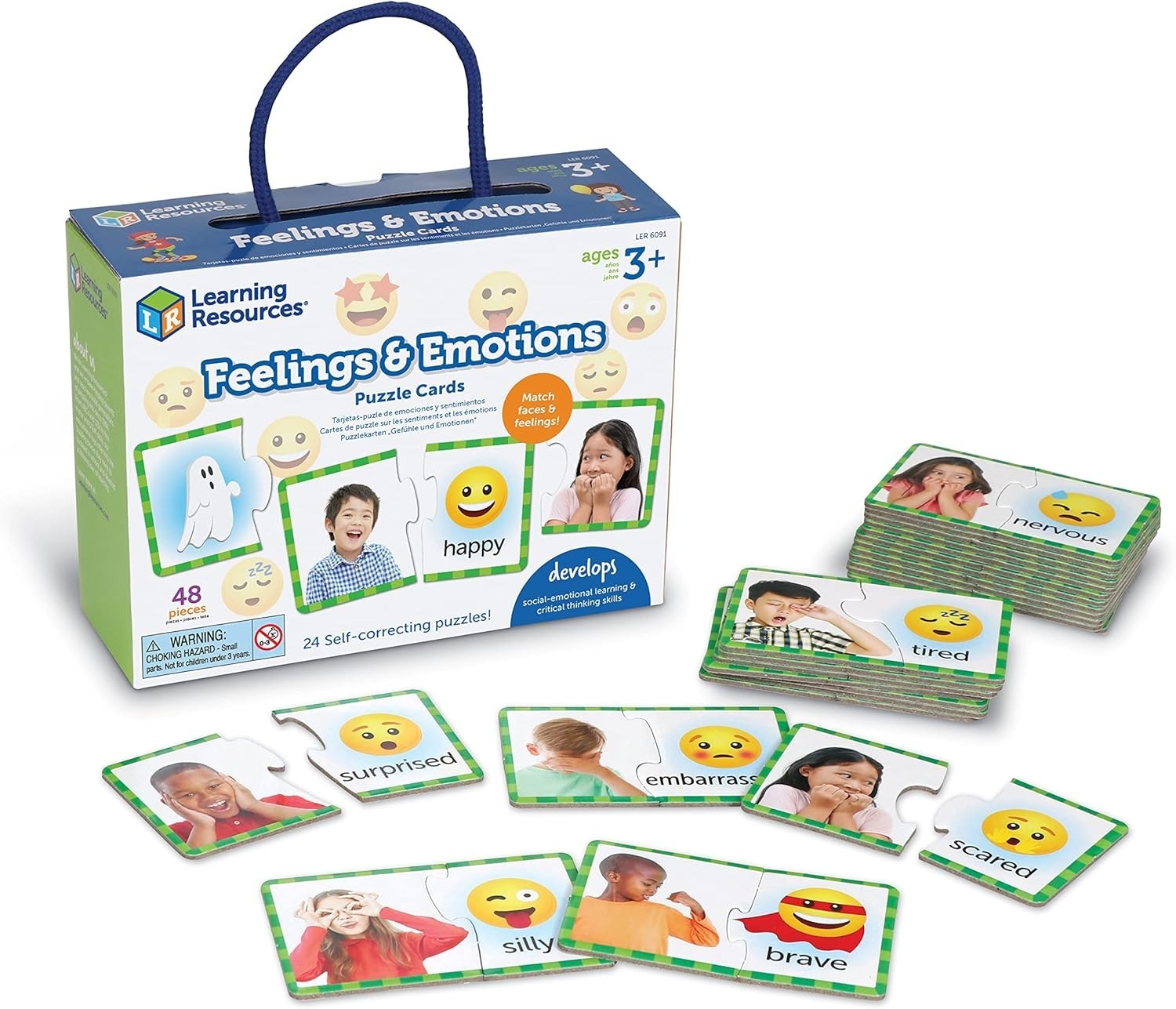 Durable Emotional Awareness Puzzle Cards – Enhance Social Skills in Kids Ages 3+