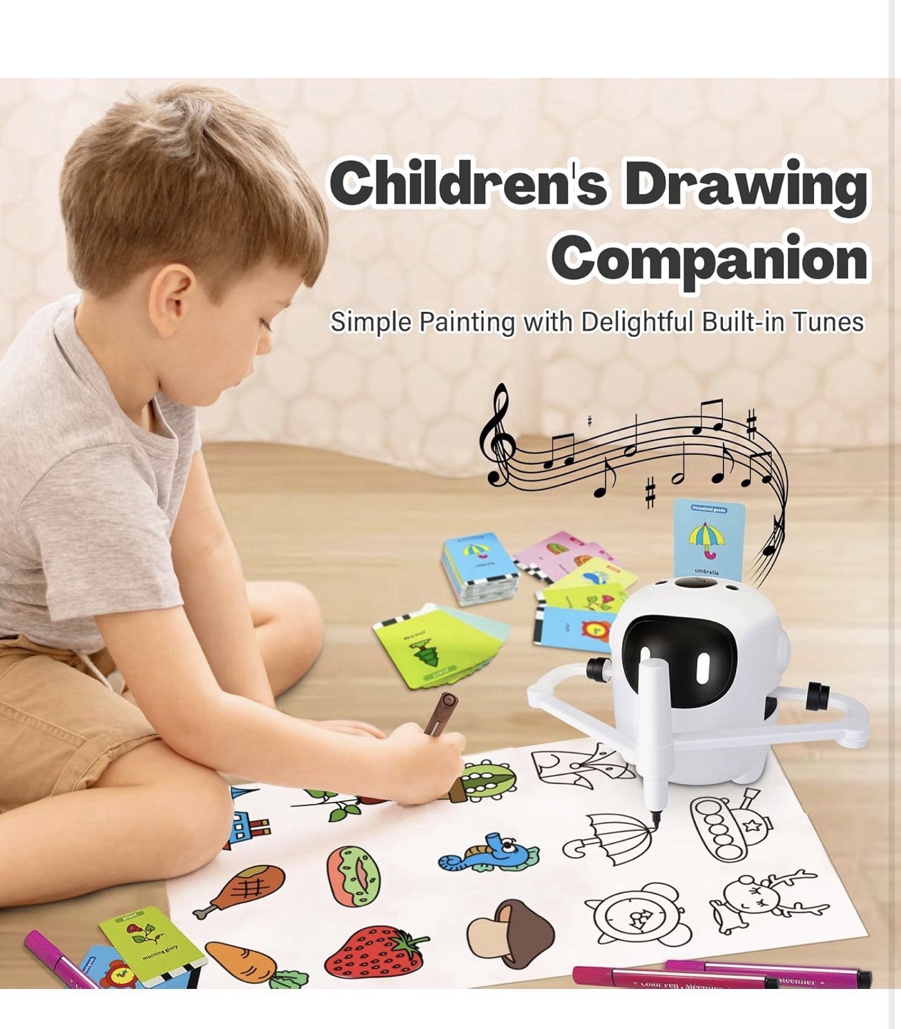 Children’s Drawing Robot Educational Arts & Crafts Drawing Toy White/Black Q01