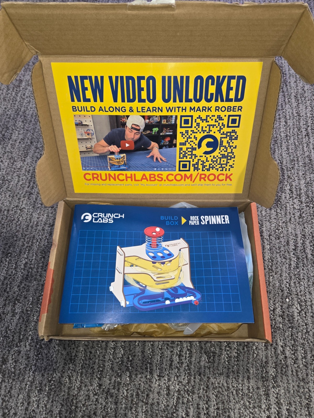 Crunchlabs – Rock Paper Spinner Box – Mark Rober – STEM Kit – New in Open Box