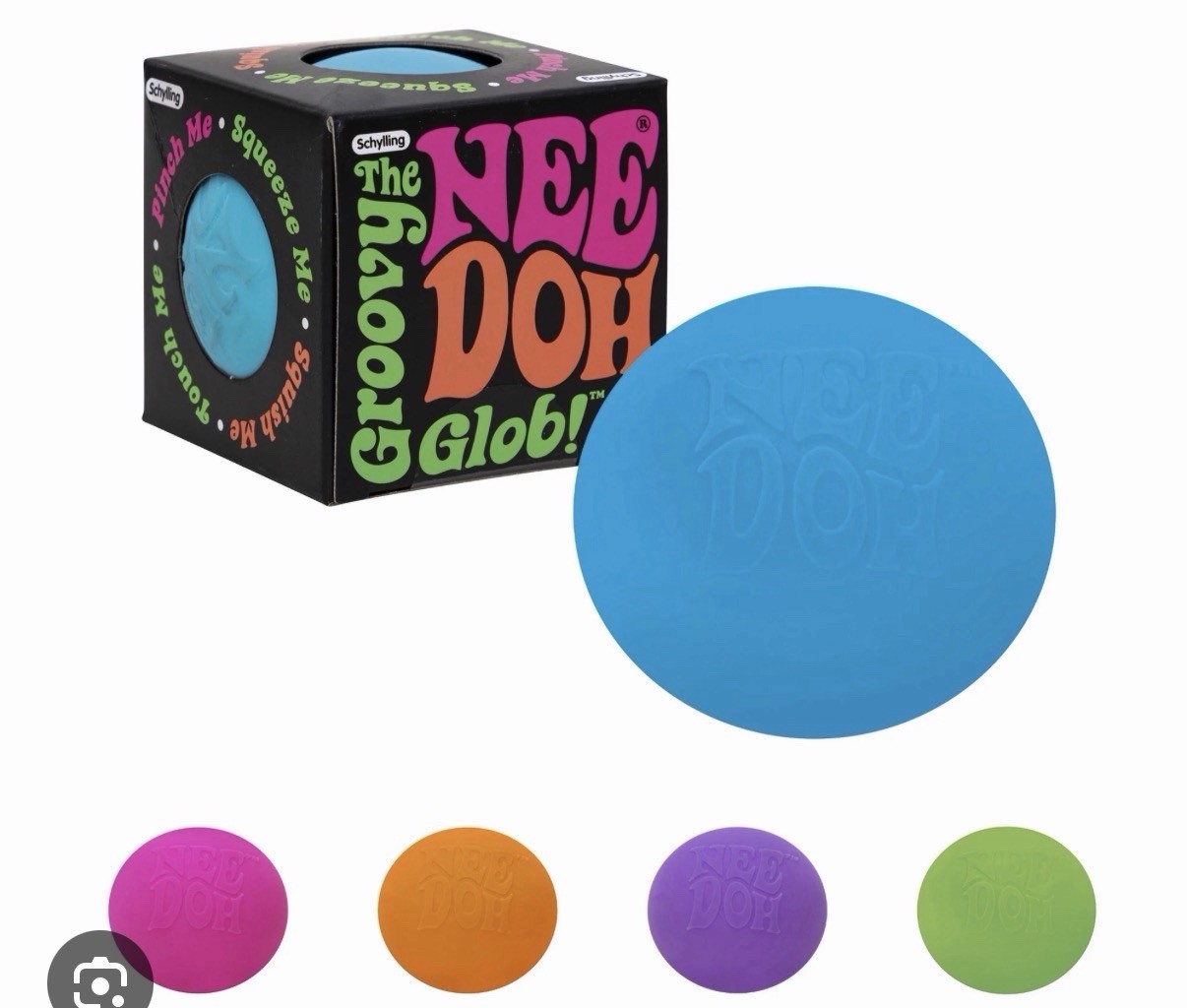 Schylling Groovy Nee Doh Glob 3″ Squeeze Toy, Black/Pink/Orange/Green/Purple 4+