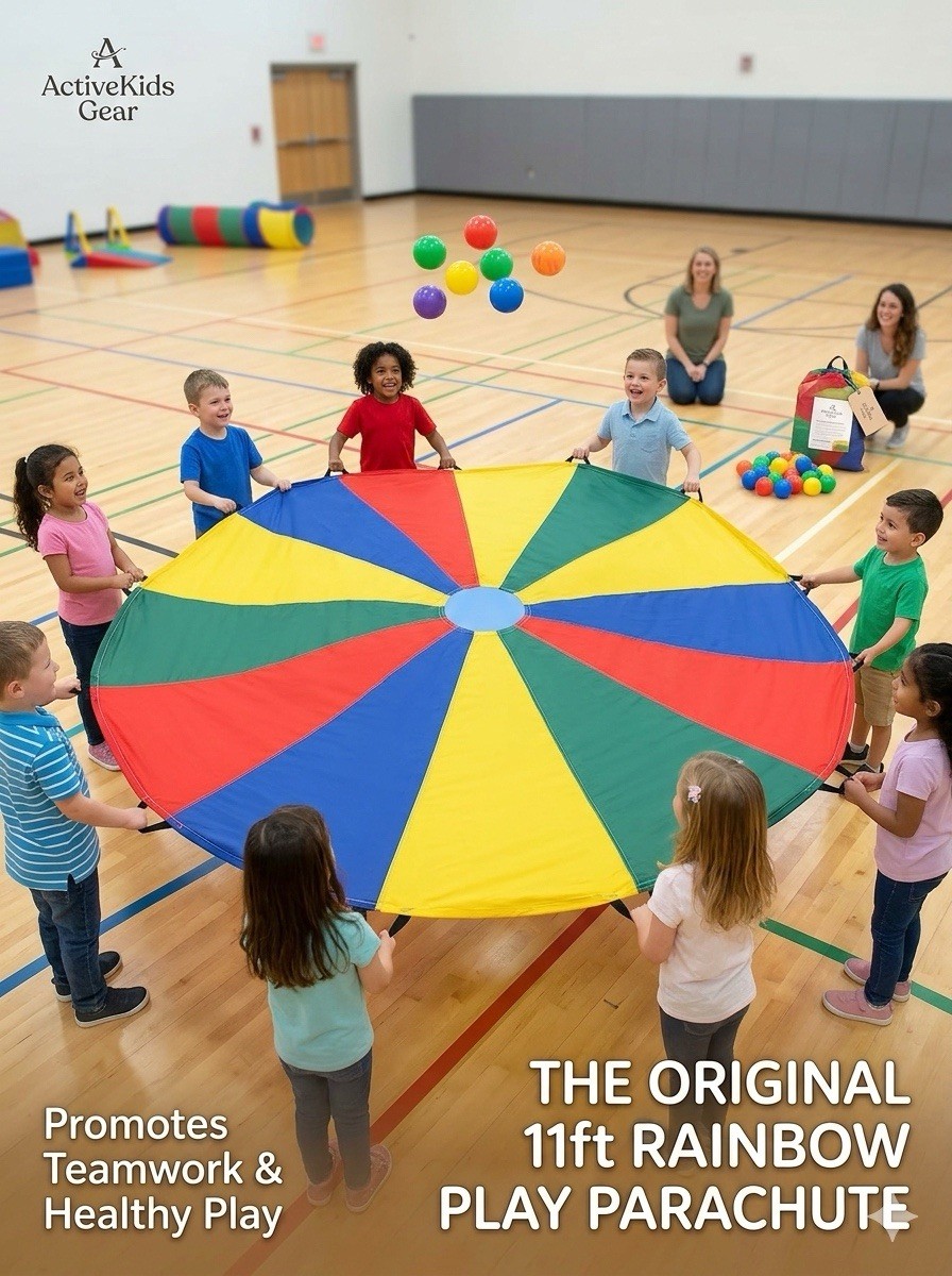 KINDERSCHOOL PLAYGROUND ELEMENTARY SOCIAL SKILLS ESSENTIALS RAINBOW PARACHUTE