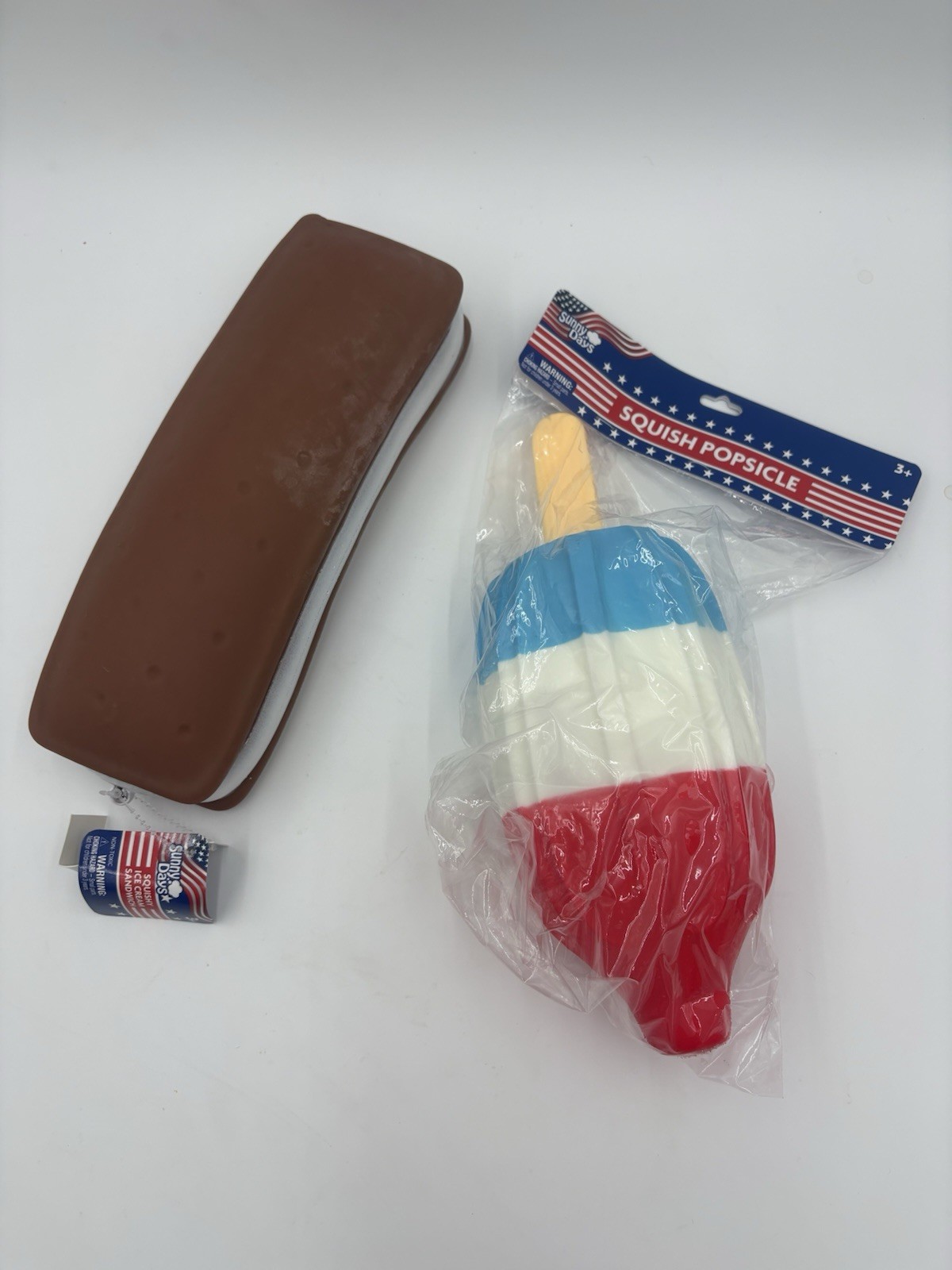 Sunny Days Jumbo Squishy Lot of 2 Popsicle & Ice Cream Bar