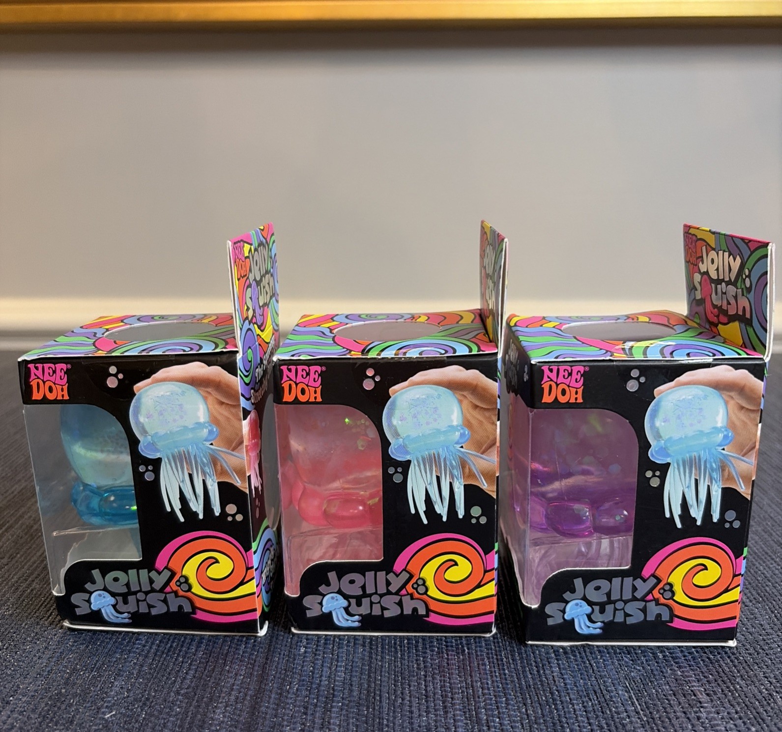 NEW Full Set Lot of 3 Schylling NeeDoh Jelly Squish: Purple Pink Blue ✅Fast Ship