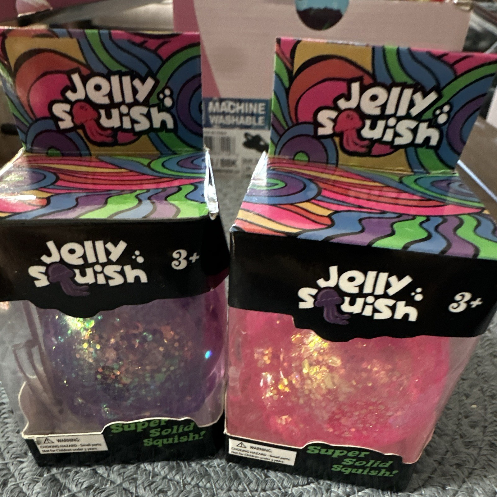 Jelly Squish Jellyfish Super Solid Squish Toy, Pink/Purple, 2-Pack