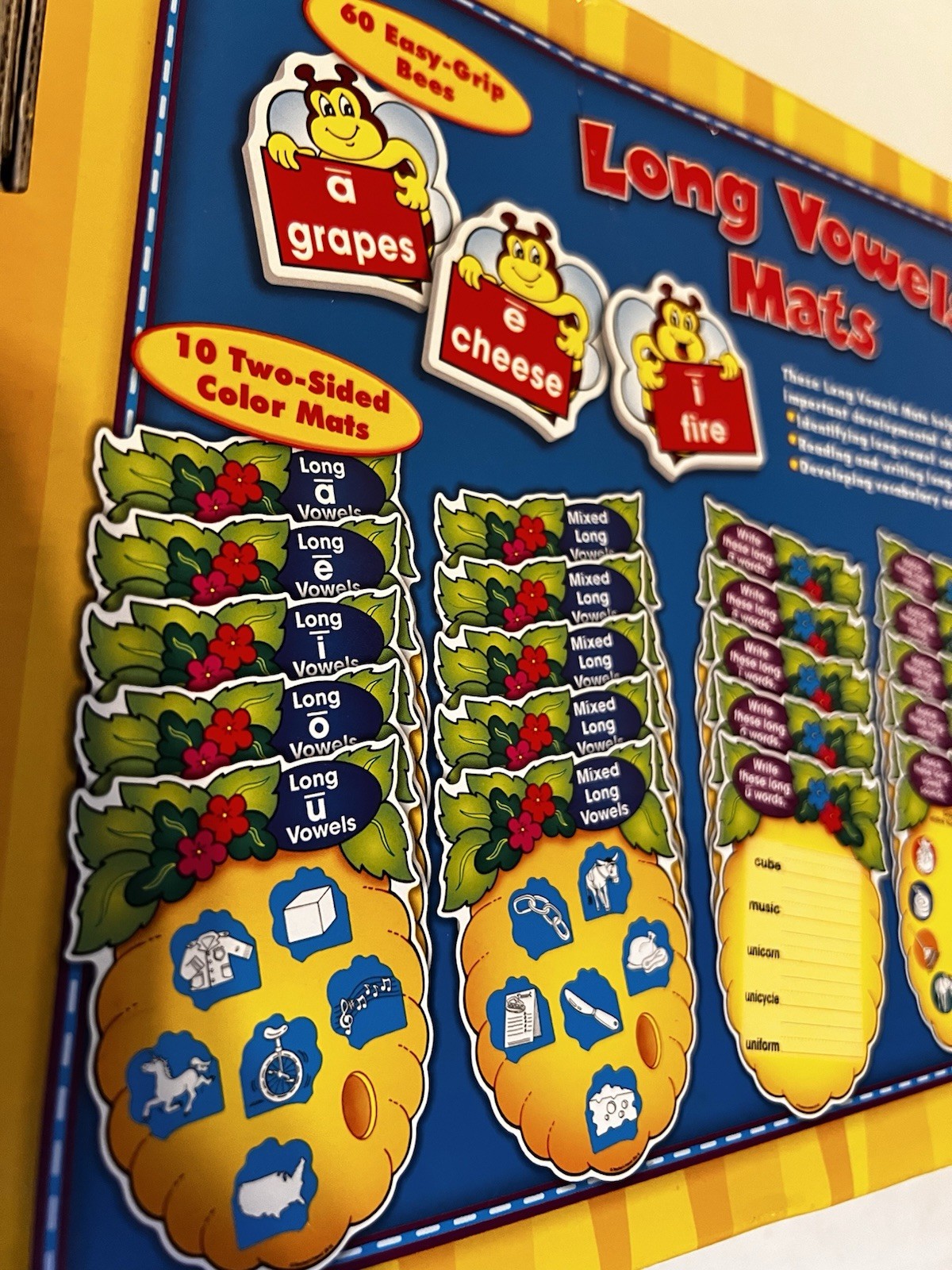 SCHOLASTIC Long Vowels Mats 1990s Phonics Teacher’s Friend K-2 Ages 4-8