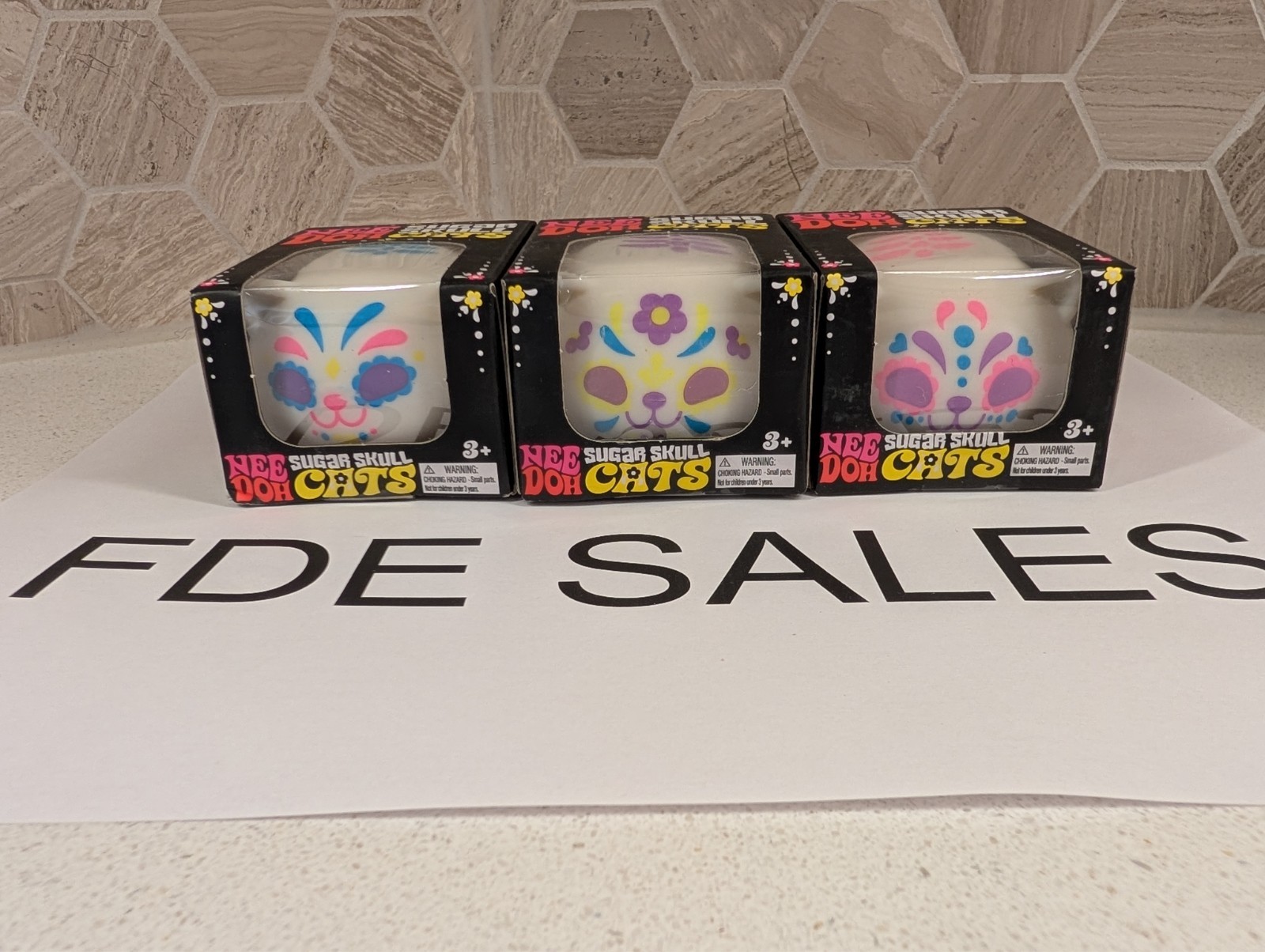 NeeDoh SUGAR SKULL CATS Set Of 3 All Colors Rare Hard To Find