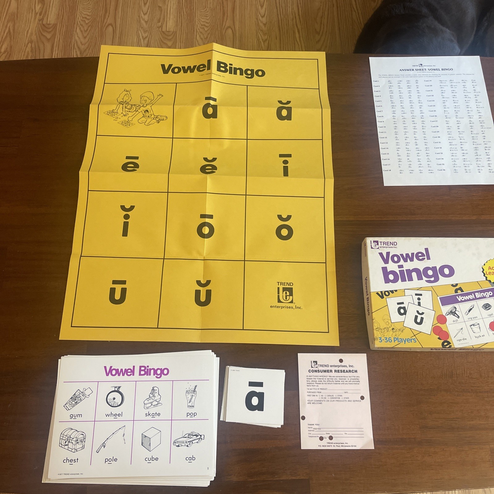 Trend enterprises vintage 1987 Vowel bingo