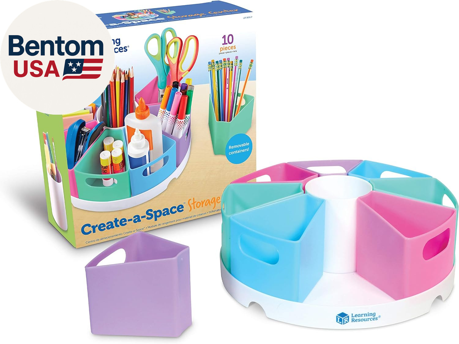 Create-A-Space Storage Center Pastel – Rotating Caddy Organizer for Kids, Art Su