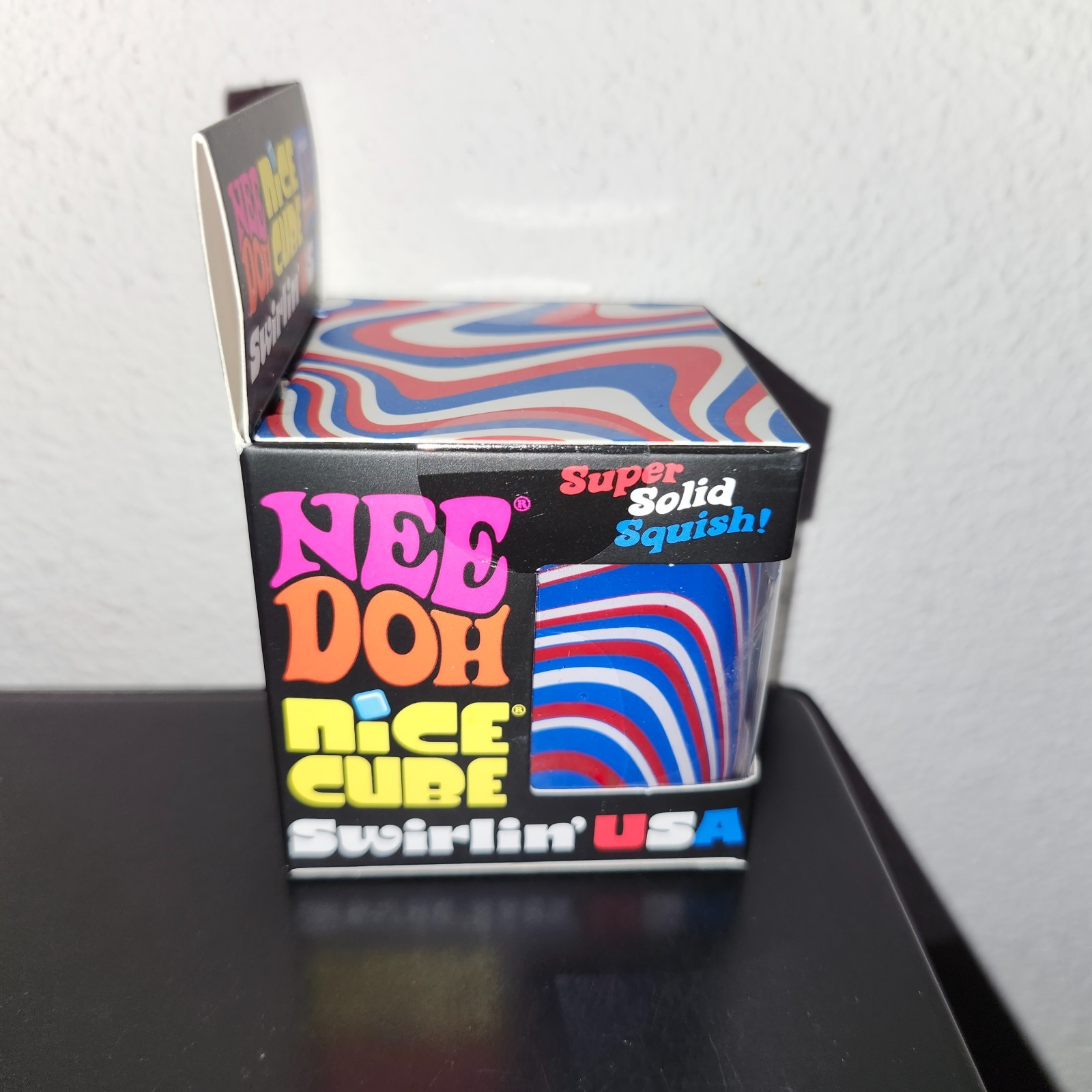 Nee Doh Nice Cube Swirlin’ USA Super Solid Squish Toy Red, White & Blue! VHTF