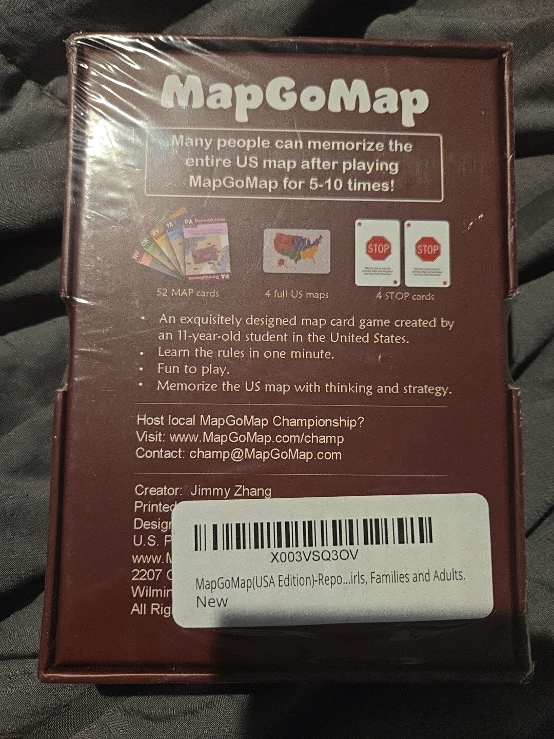MapGoMap Map Memory Card Game USA Geography Learning Strategy Board Games Age 6+