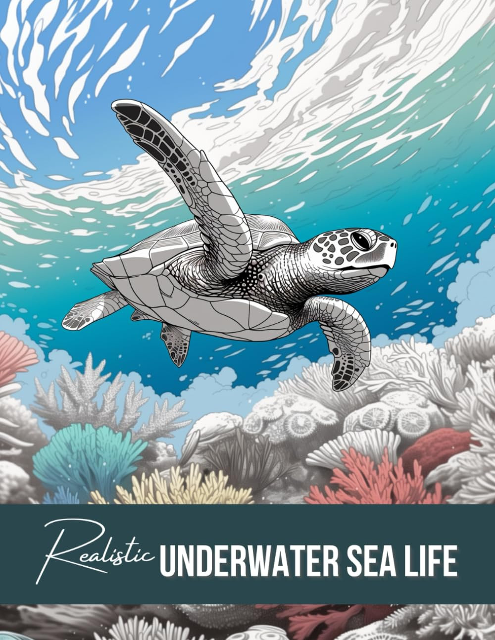 Realistic Underwater Sea Life, Ocean Animals & Landscapes Coloring Book; a Natur