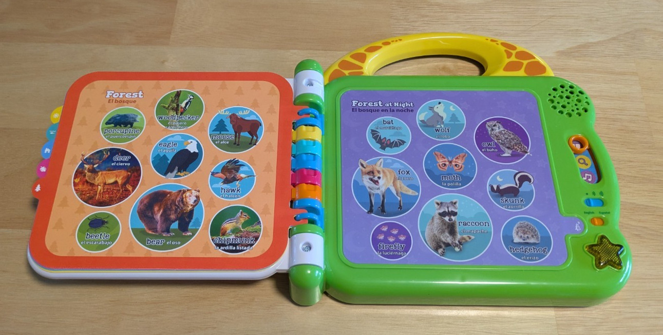 Leap Frog 100 Animals Book – Green Zoo Safari Woodland English/ Spanish speaking