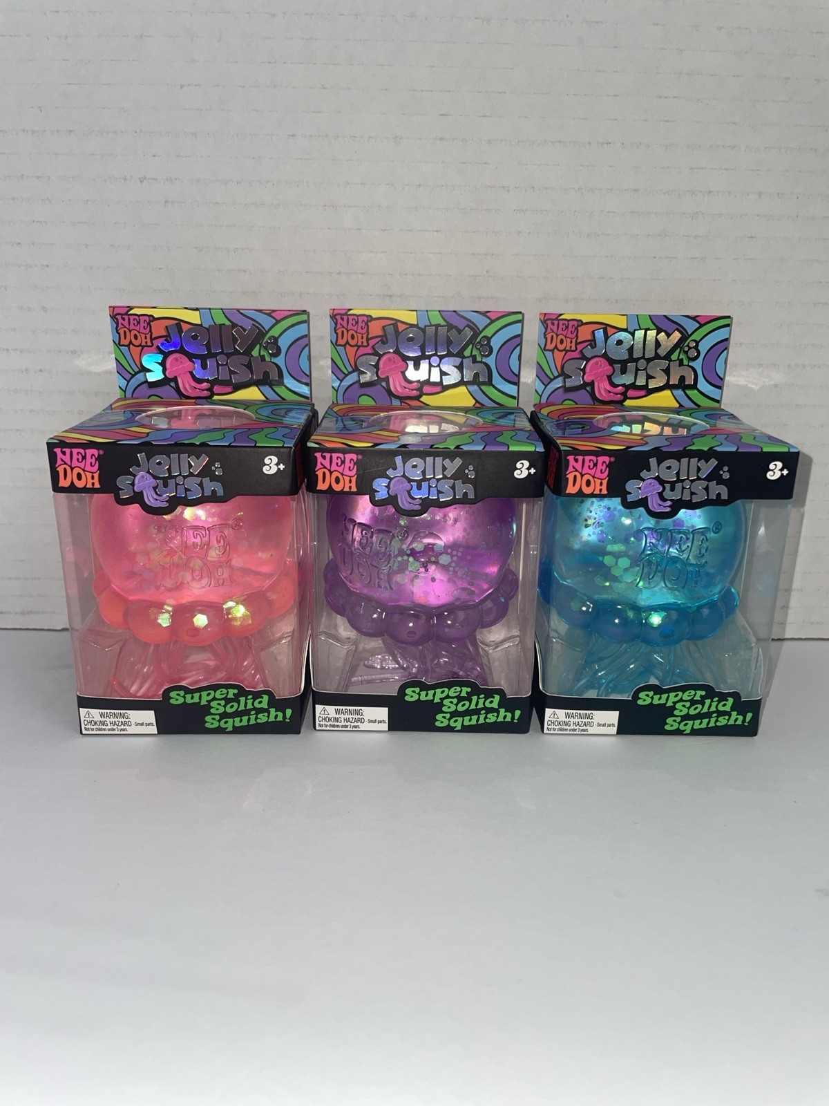Needoh Jellyfish AUTHENTIC Complete Set of 3 Blue Purple Pink