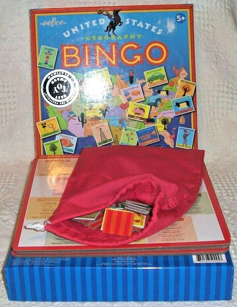 (X43) eeBoo United States Map US Geography Bingo Ages 5 Up Educational Game