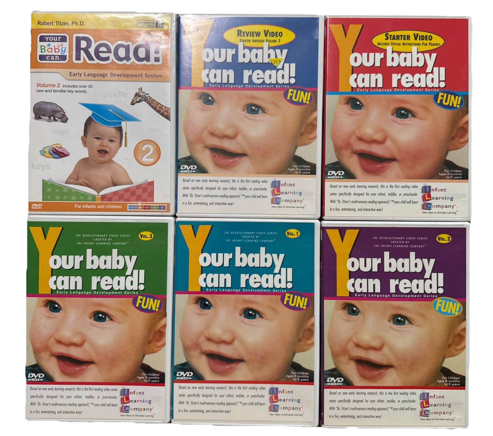 Your Baby Can Read! 6 DVD Set Early Language Development Vol 1,2,3 & Review