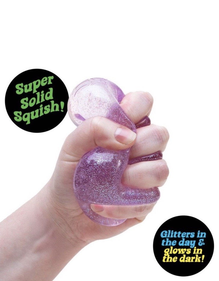 NeeDoh Nice Cube Glitter and Glow, Nee Doh Squishy, Glowing Ice Cube Purple