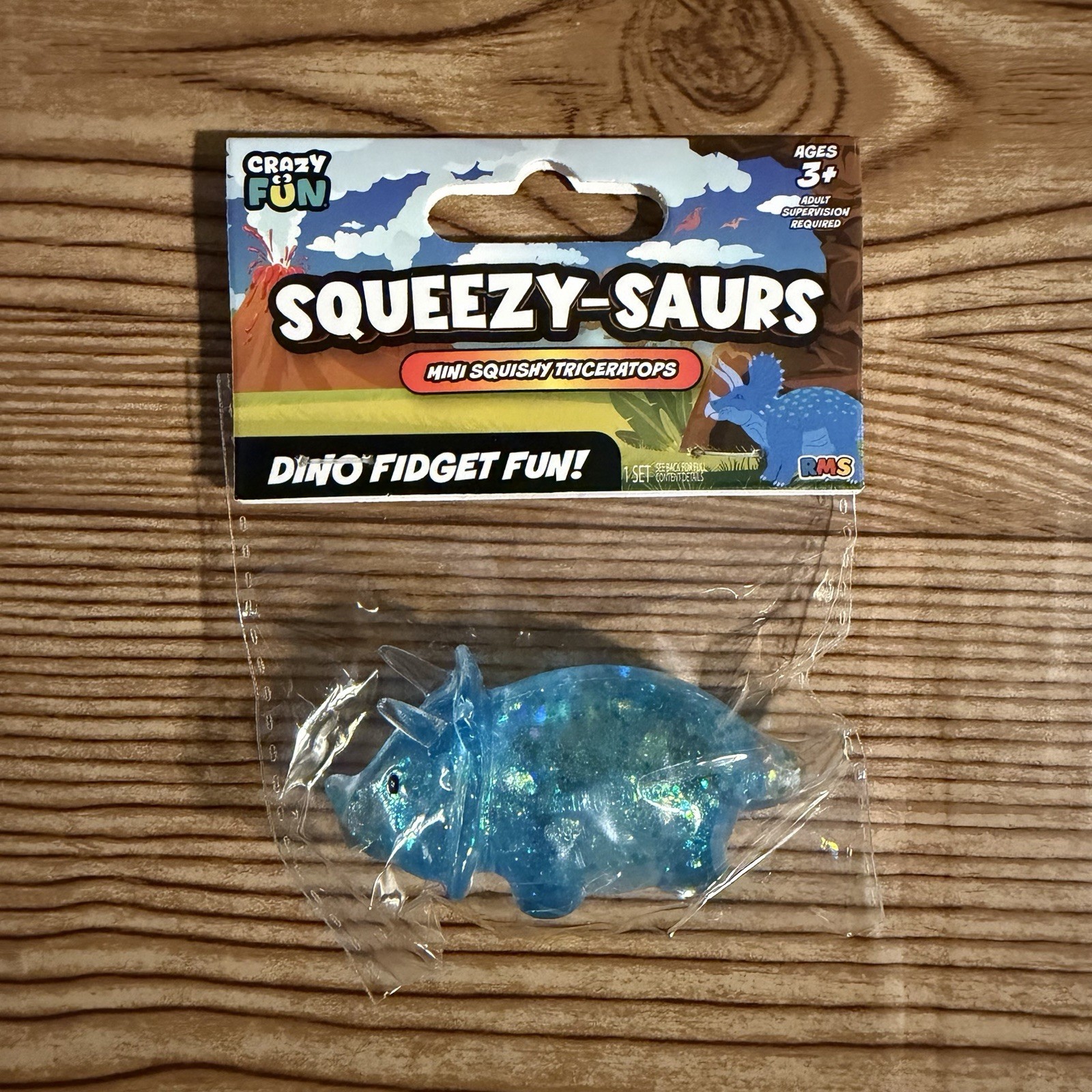 NEW! Lot of 3 RMS Squeezy-Saurs Dino Fidget Sugar Sensory Toys Assorted Colors