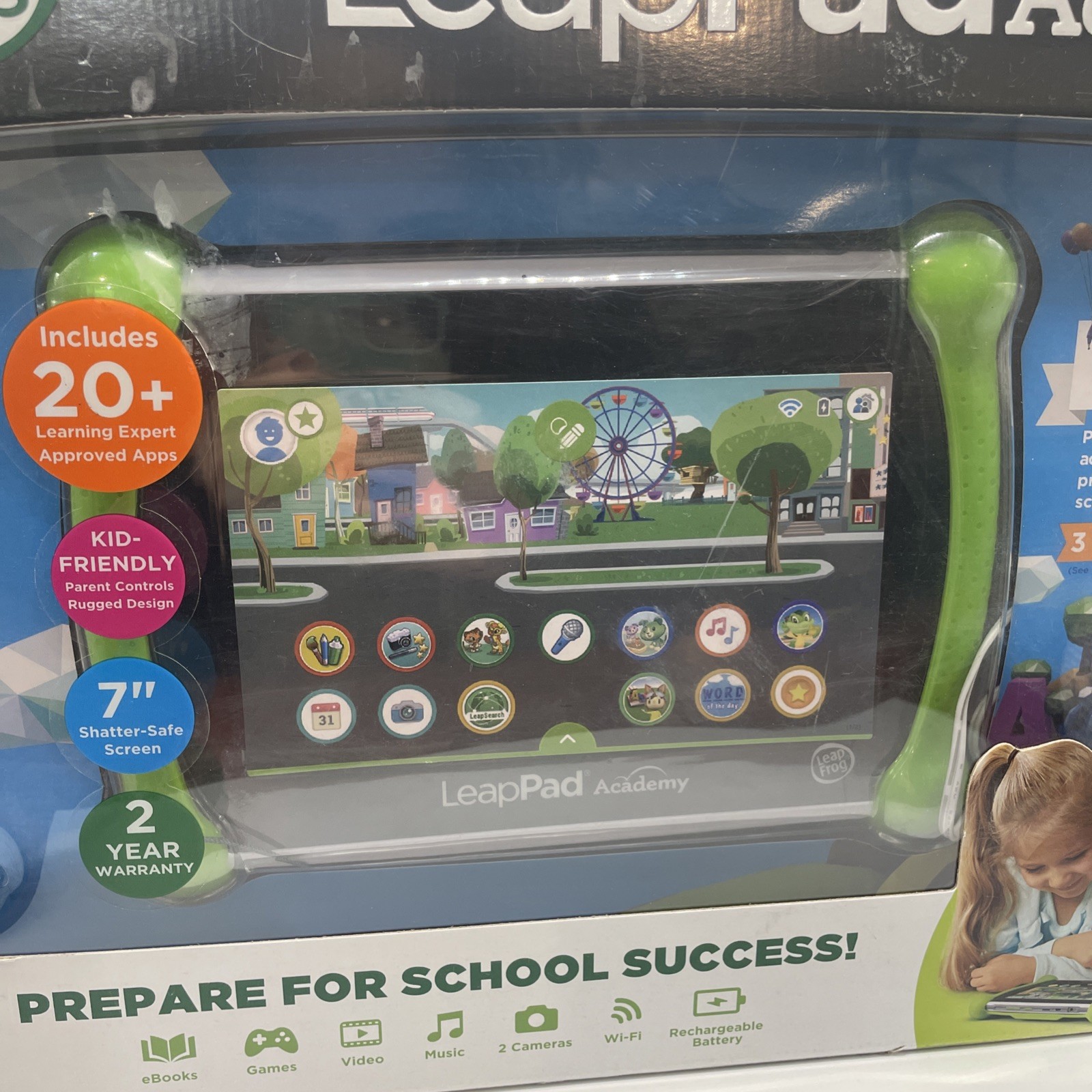 NEW Damaged Box LeapFrog LeapPad Academy Kids Learning Shatter‑Safe Tablet 7”